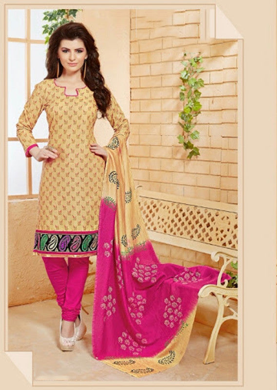 Elegant Embroidery Work Salwar Collection - Pink, Golden Yellow Ready To Stitch Material / Simple And Beautiful Embroidery Work And Unique Color Combination Salwar Suits / Party / Festivals / Special Occasions /Casual - Ready to Stitch - Boutique4India Inc.