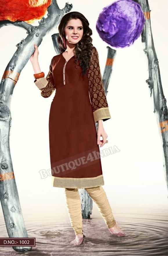 Brown Color Ravishing Rayon Fabric Kurti