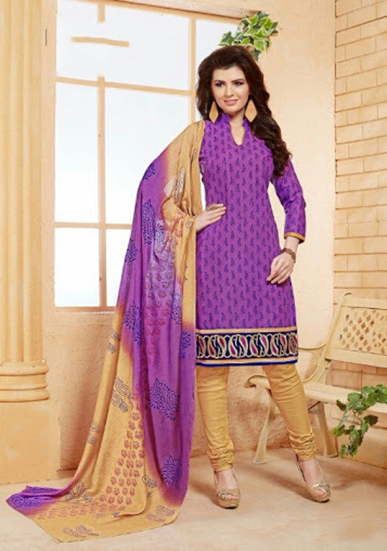 Elegant Embroidery Work Salwar Collection - Purple And Blue Ready To Stitch Material - Purple And Blue Simple And Beautiful Embroidery Work And Unique Color Combination Salwar Suits / Party / Festivals / Special Occasions /Casual - Ready to Stitch - Boutique4India Inc.