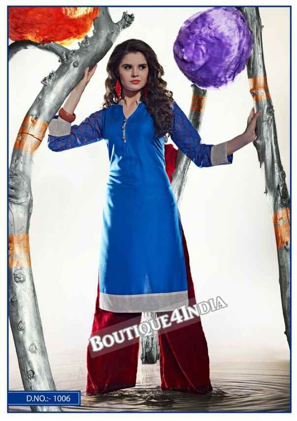 Blue Color Ravishing Rayon Fabric Kurti