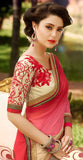 Net Faux Chiffon Saree with Elegant Pink and Golden - Boutique4India Inc.