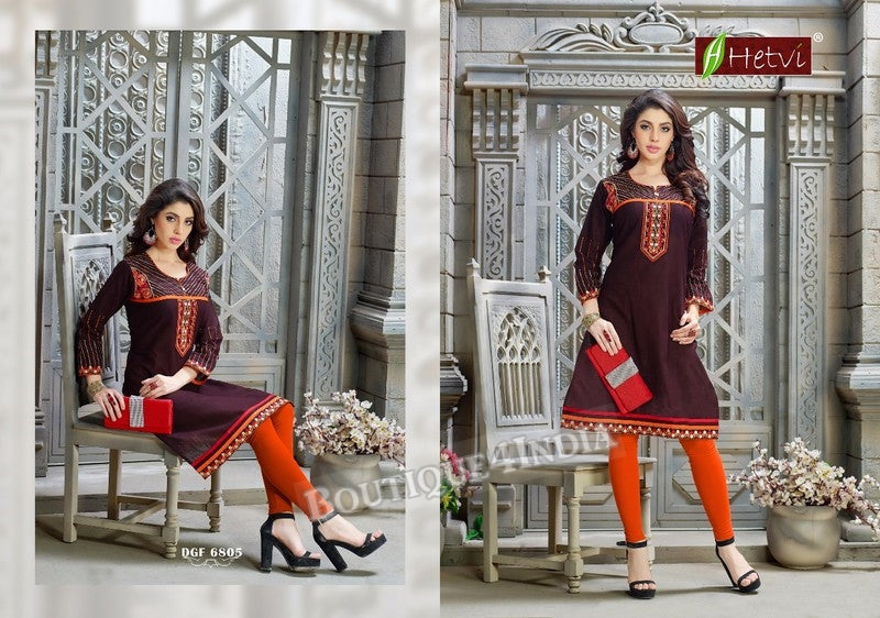 Dark Cherry Cotton 3/4 sleeves Slub Kurti