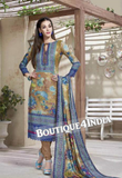 Blue Printed Pashmina Salwar Suit