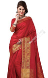 Jacquard Silk Saree in Red and Golden Jarri - Boutique4India Inc.