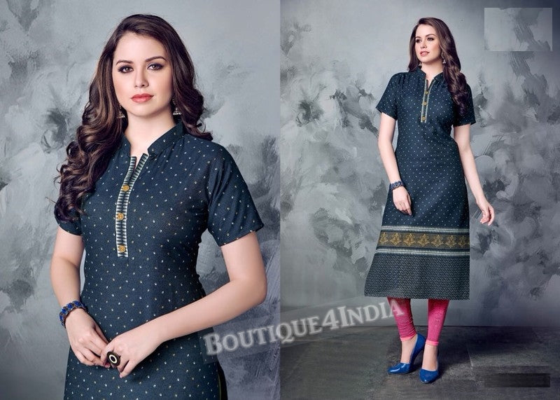 Denim winter wear desi kurti -1