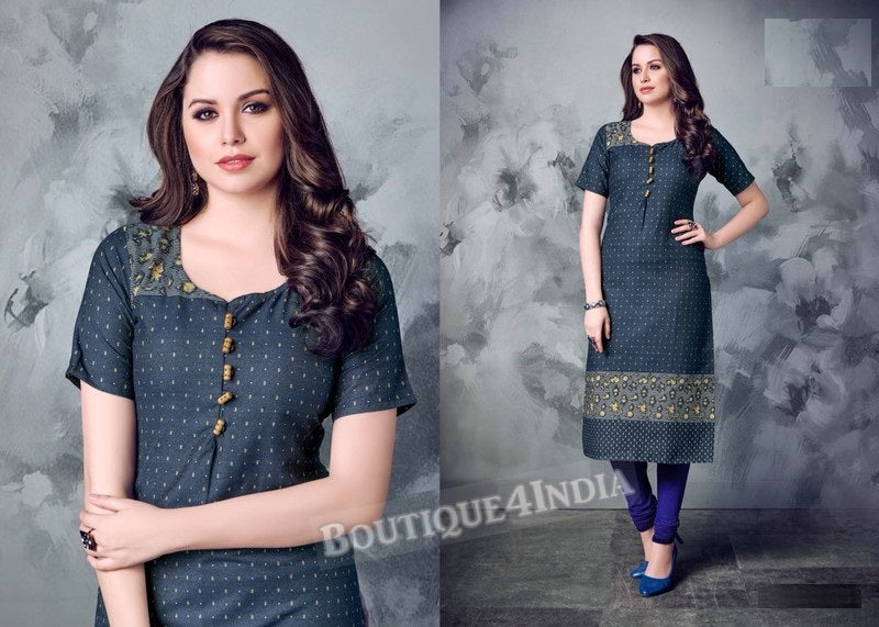 Denim winter wear desi kurti -3