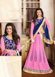 2-1 Salwar And Lehenga Heavy Work Wedding Designer Collection - Angelic Pink, Royal Blue And Golden Resplendent Unique Designer Wear Salwar Convertible Lehenga / Party Wear / Wedding / Special Occasions / Festivals- Semi Stitched, Blouse - Ready to Stitch - Boutique4India Inc.
