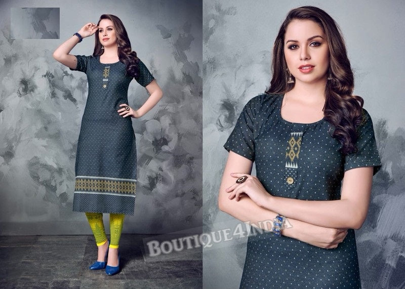 Denim winter wear desi kurti -5