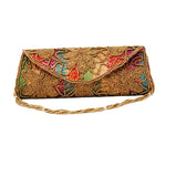 Multicolor Dupion Silk Clutch Bag with beads and Stone work - Boutique4India Inc.