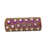 Purple color Dupion Silk Clutch Bag with beads and Stone work