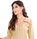 Beige color Khadi printed Straight Cut Salwar Suit