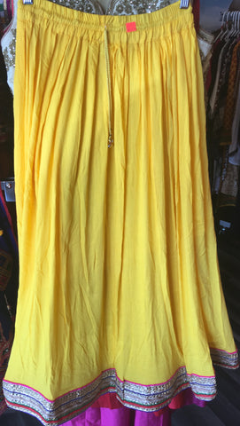 Casual Indian Yellow with Zari skirt