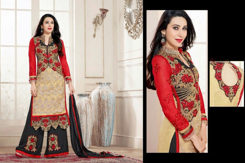 Heavy Work Designer Wedding Collection - Orange Shades, Black And Gold Grand And Graceful Heavy Embroidery And Lace Work Unique Collection For Party / Wedding / Festival / Special Occasion - Ready to Stitch - Boutique4India Inc.