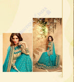 Sarees - Blue And Golden Stunning Bridal Designer Collections - Wedding / Party / Bridal - Boutique4India Inc.