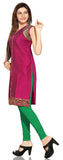 Maroon Cotton Silk Semi Party wear short sleeves kurti - Boutique4India Inc.