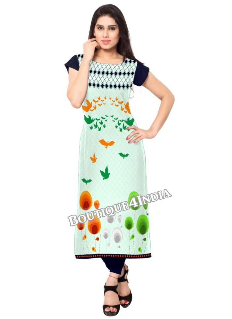 Pista floral green Crepe Casual wear Printed Kurti