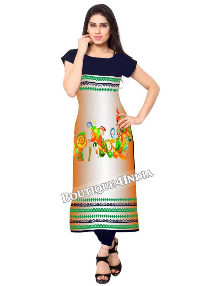 Multicolor black  Crepe Casual wear Printed Kurti