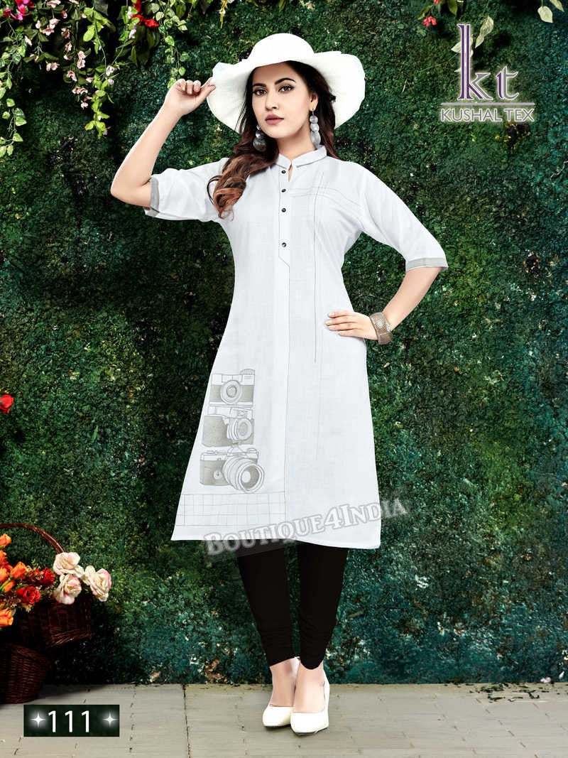 Rayon white 3/4 Kurti
