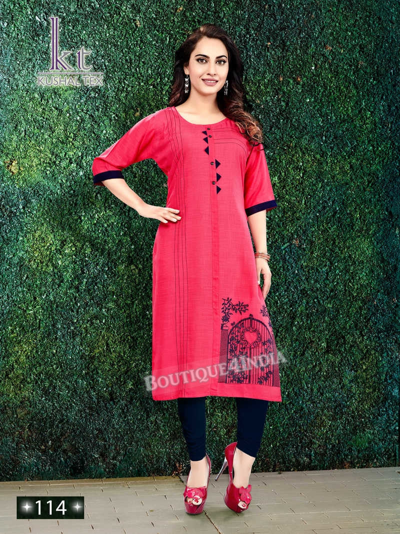 Rayon Pink 3/4 Kurti