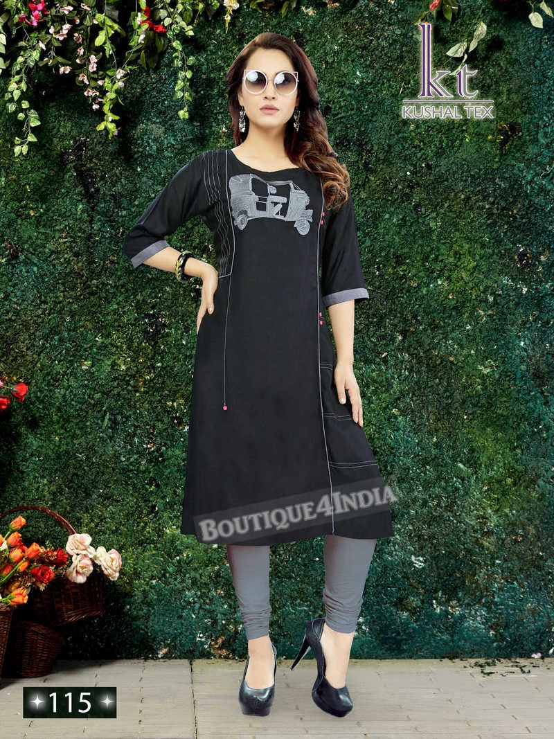Rayon Black 3/4 Kurti