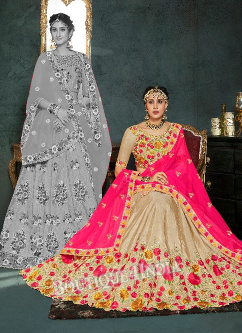 Golden Silk Bridal Embroidered Lehenga