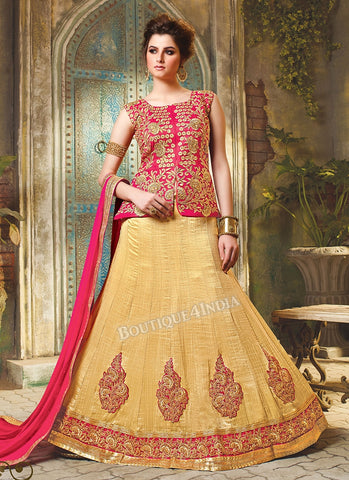 Tomato Red Silk heavy embroidered crop top style Lehenga