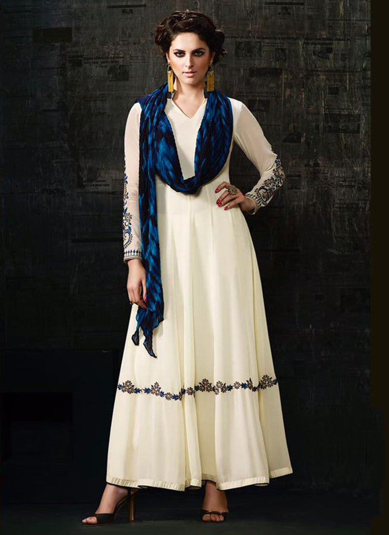 Off white Georgette Party wear Anarkali Suit
