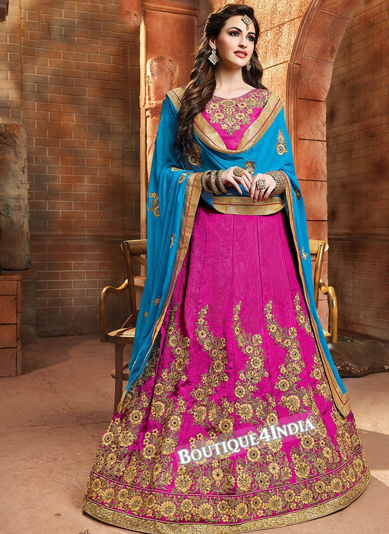 Purple Satin silk reception wear lehenga choli