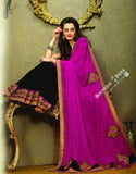 Sarees - Net and Chiffon with Purple And Golden Color - Boutique4India Inc.