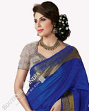 Jacquard Silk Saree in Blue and Golden - Boutique4India Inc.