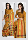 Trendy Cotton Silk Saree in Mustard and golden - Boutique4India Inc.