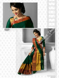 Cotton Silk Casual Saree in Green and Golden - Boutique4India Inc.