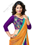 Lehenga - Attractive Heavy Work Designer Lehenga Collection - Royal Purple, Blue And Yellow Most Beautiful 3 Piece Semi Stitched Lehenga Collection For Party / Wedding / Special Occasion - Semi Stitched, Blouse - Ready to Stitch - Boutique4India Inc.