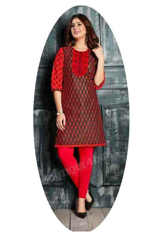 Maroon and Black Ravishing Printed Cotton Kurti