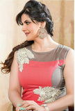 Heavy Work Anarkali Style Collection - Pink, Gray And Golden Ready To Stitch Material /  Beautiful Anarkali Style Long Salwars With Dazzling Embroidery Work / Party / Special Occasions / Wedding / Casual - Boutique4India Inc.