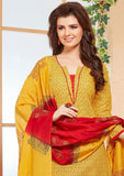Elegant Embroidery Work Salwar Collection - Yellow And Red  Ready To Stitch Material - Yellow And Red Simple And Beautiful Embroidery Work And Unique Color Combination Salwar Suits / Party / Festivals / Special Occasions /Casual - Ready to Stitch - Boutique4India Inc.
