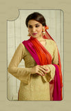 Designer Embroidery Long Salwar Suit Collection - Ready To Stitch Material / Golden And Red Heavy Lace And Embroidery Work Straight Cut Long Salwar Suits For Party / Wedding / Special Occasions - Ready to Stitch - Boutique4India Inc.