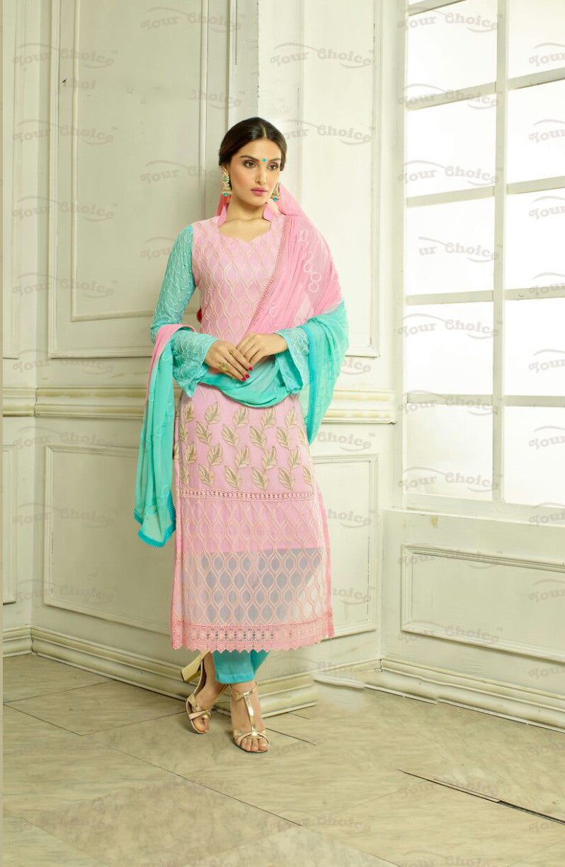 Buy Light Blue Net Salwar Suit (NWS-6706) Online