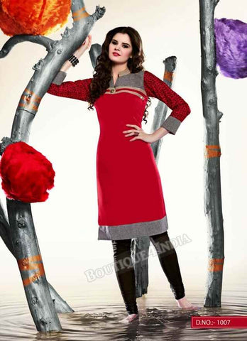 Red Color Ravishing Rayon Fabric Kurti