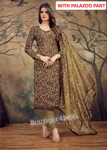 Brown Pod Pure Pashmina & semi naznin dupatta