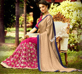 Net Faux Chiffon Saree with Pink, Golden and Blue - Boutique4India Inc.