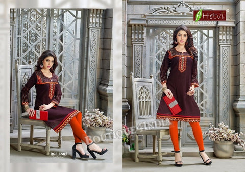 Dark Cherry Cotton 3/4 sleeves Slub Kurti 