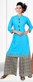 Turquoise Rayon Printed Kurti With Palazzo