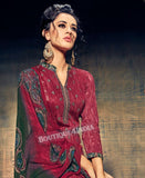 Mexican Red Pure Jam Silk Cotton Salwar Palazoo Suit
