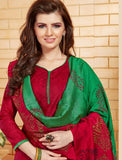 Elegant Embroidery Work Salwar Collection - Ruby Red, Green And Multi Color  Ready To Stitch Material / Simple And Beautiful Embroidery Work And Unique Color Combination Salwar Suits / Party / Festivals / Special Occasions /Casual - Ready to Stitch - Boutique4India Inc.