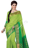 Jacquard Silk Saree in Light and Dark Green - Boutique4India Inc.