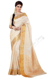 Jacquard Silk Saree in Cream / Half White and Golden - Boutique4India Inc.