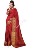 Jacquard Silk Saree in Red and Golden Jarri - Boutique4India Inc.