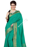 Jacquard Silk Saree in Turquoise with Golden Jarri - Boutique4India Inc.