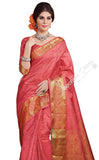 Jacquard Silk Saree in Pink and Golden Jarri - Boutique4India Inc.
